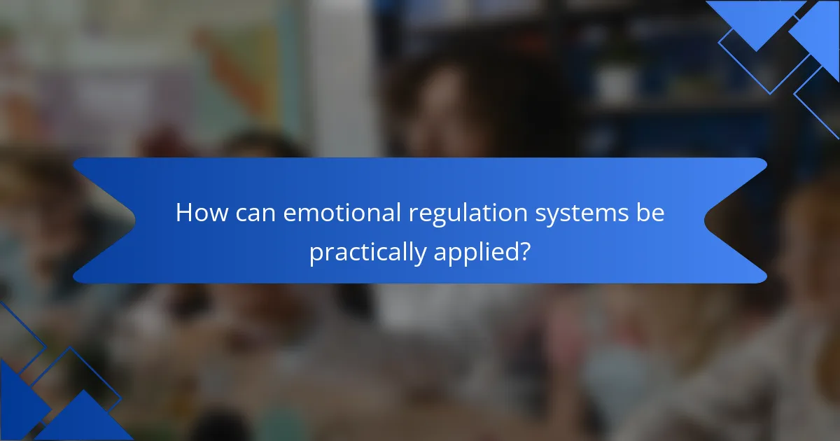 How can emotional regulation systems be practically applied?