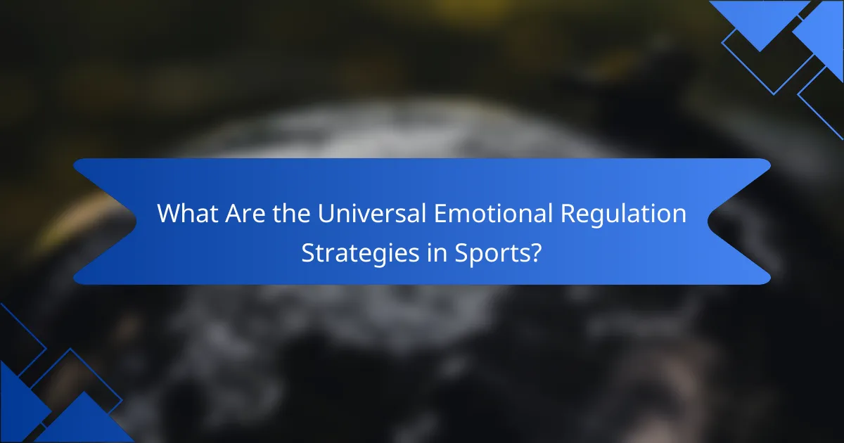 What Are the Universal Emotional Regulation Strategies in Sports?