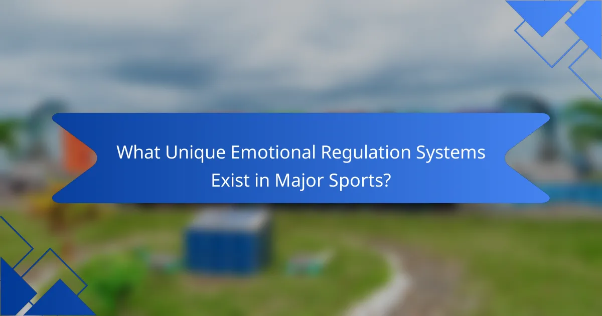 What Unique Emotional Regulation Systems Exist in Major Sports?